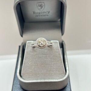 1 Carat Natural Diamond Round Halo Engagement Ring on 14k white gold band